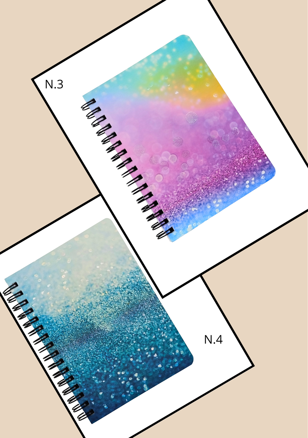 Agendina Spirale Infinity N.3 Glitter Arcobaleno e N.4 Glitter Azzurro