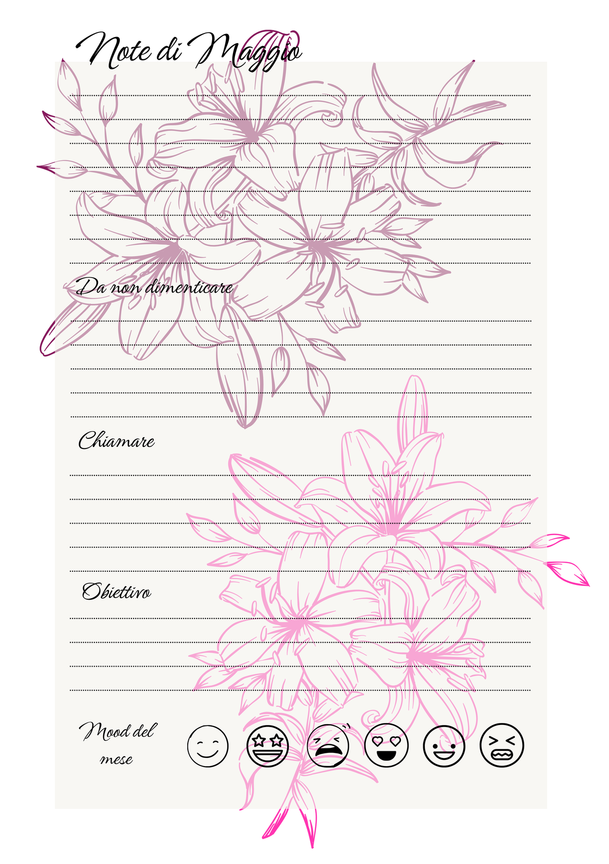 Agenda Mensile Personalizzata Artigianale Floreale