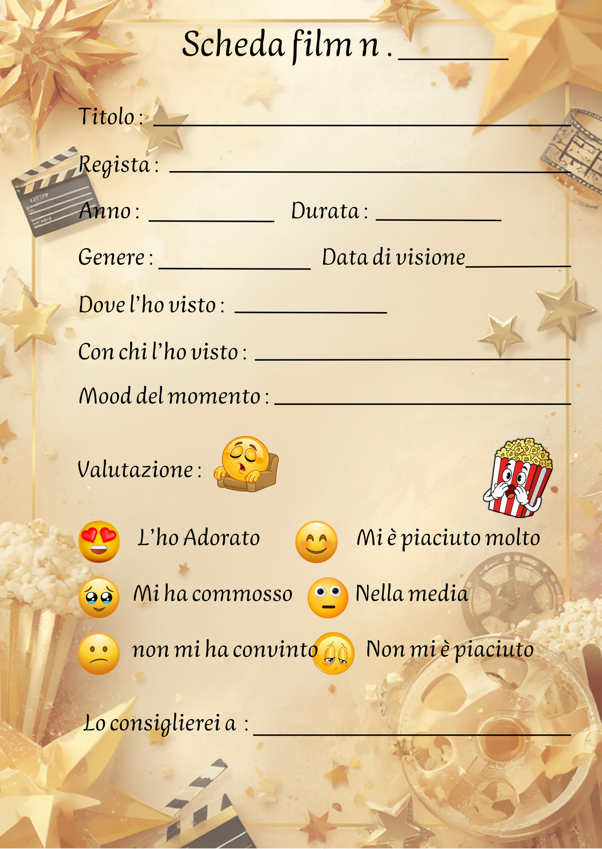 Diario Film e Serie TV Personalizzato Artigianale – Modello 3
