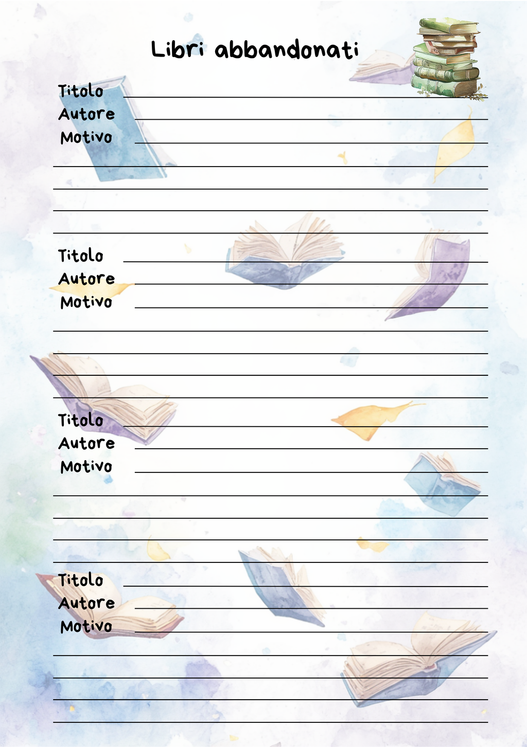 Pagine Extra Diario Lettura Personalizzato Artigianale – Modello 3