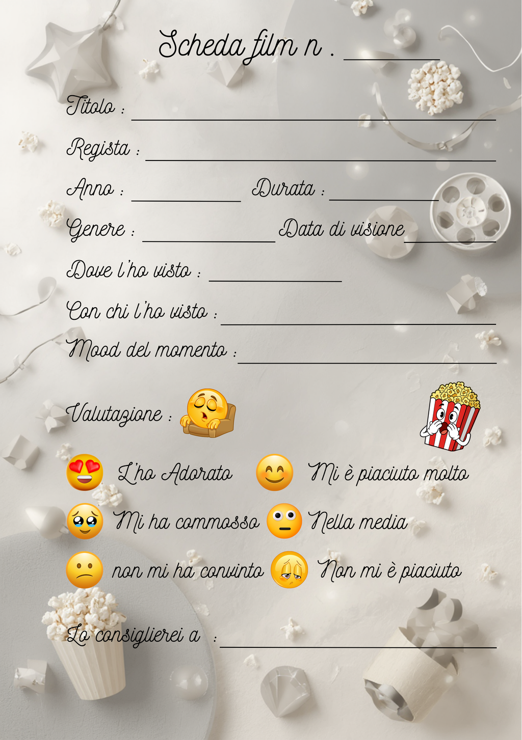 Diario Film e Serie TV Personalizzato Artigianale – Modello 2