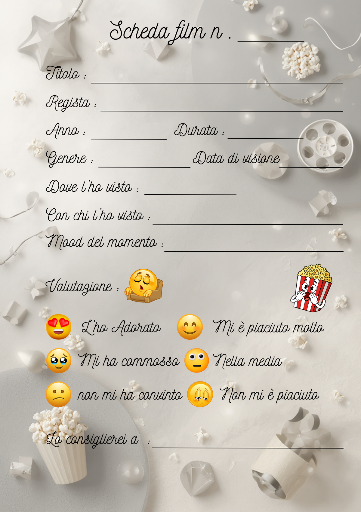 Diario Film e Serie TV Personalizzato Artigianale – Modello 2