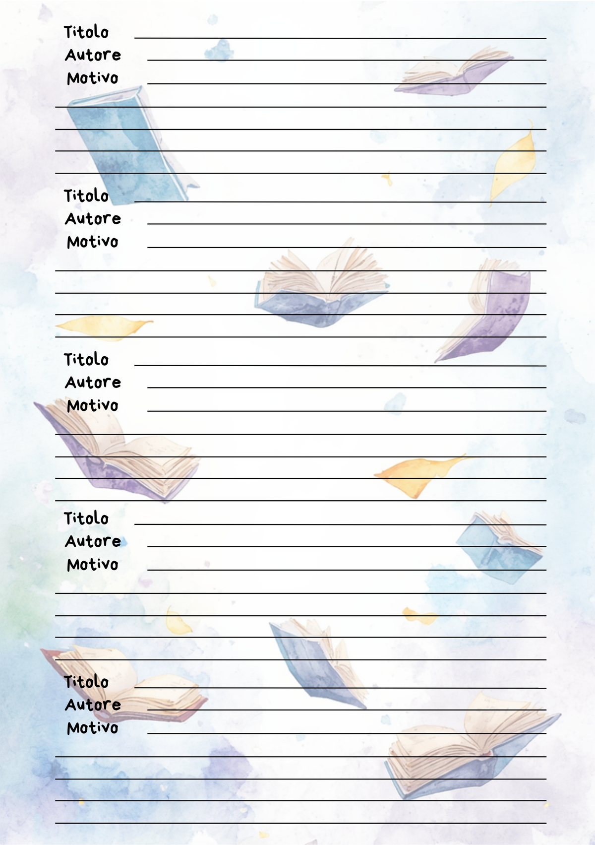 Pagine Extra Diario Lettura Personalizzato Artigianale – Modello 3