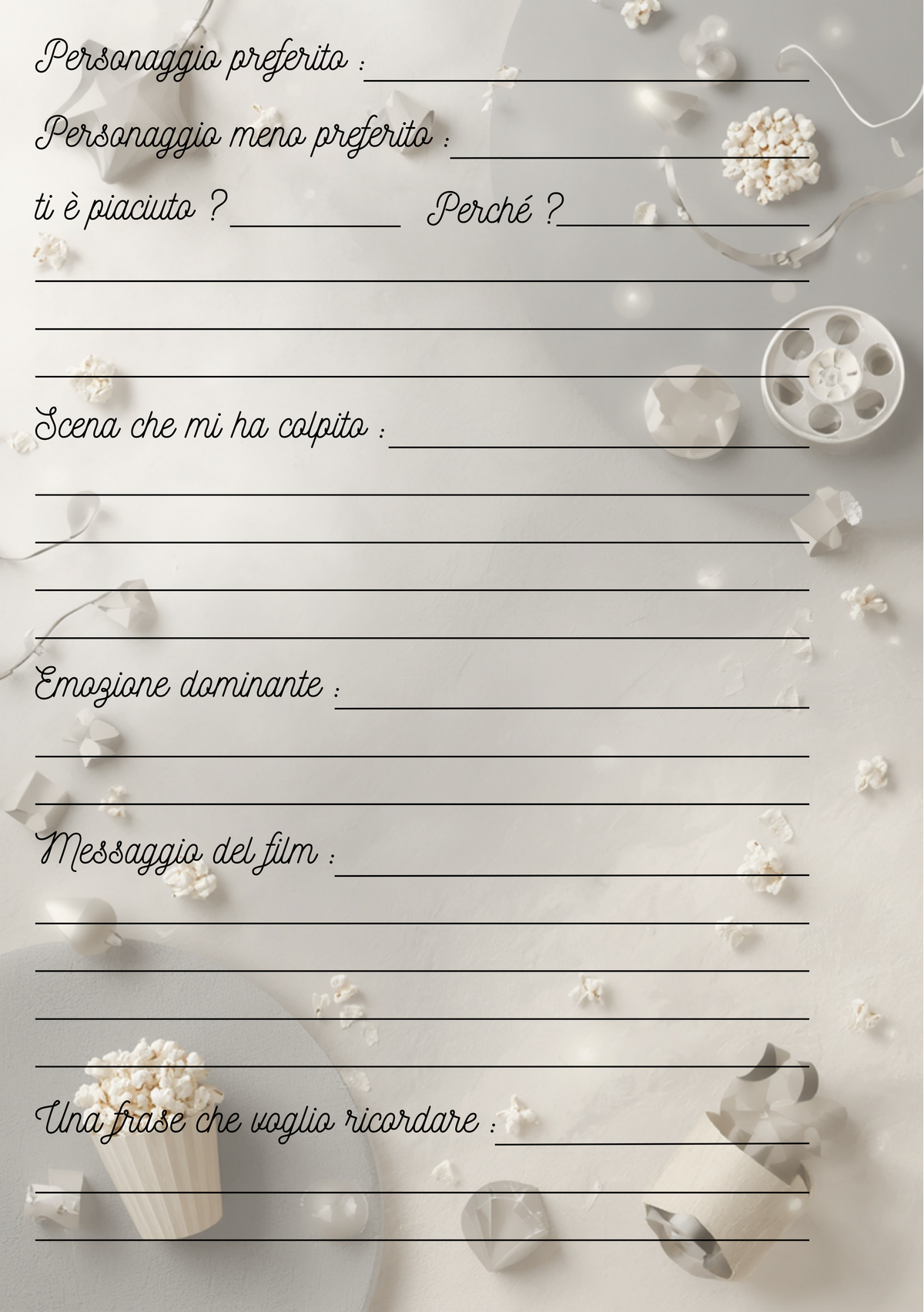 Diario Film e Serie TV Personalizzato Artigianale – Modello 2