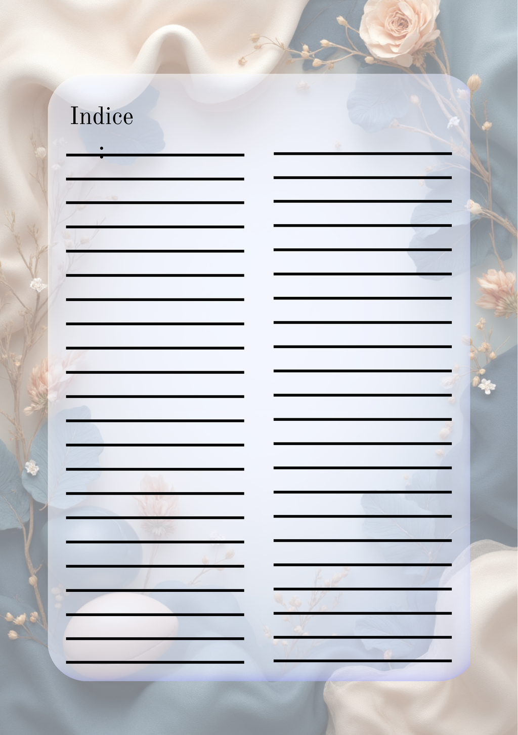 Diario di Sapori Modello 1 - Indice