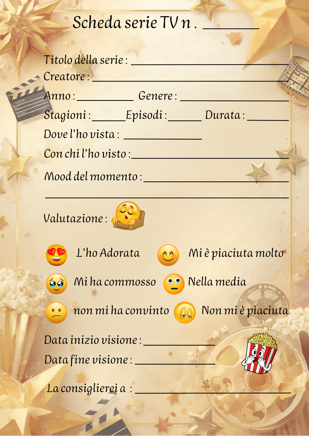 Diario Film e Serie TV Personalizzato Artigianale – Modello 3