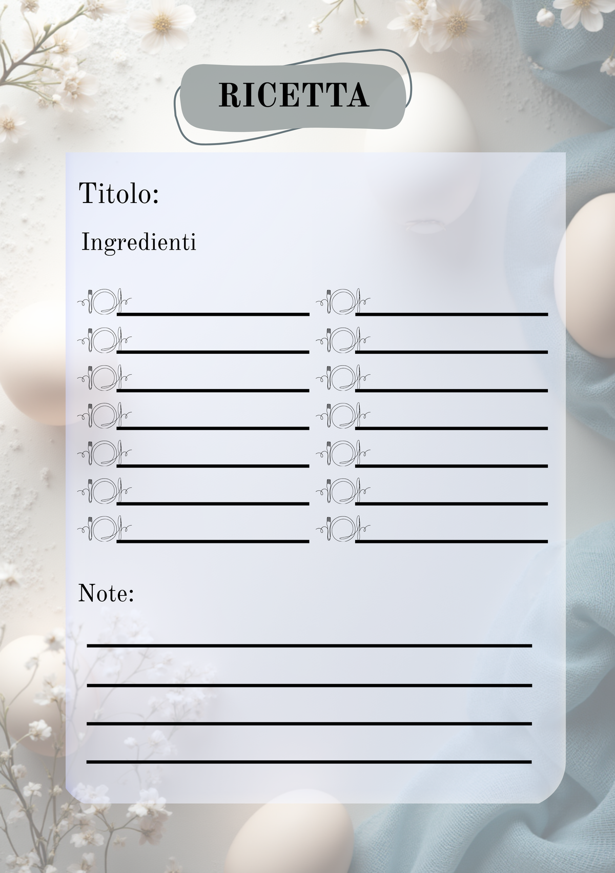 Diario di Sapori Modello 1 - Ricetta