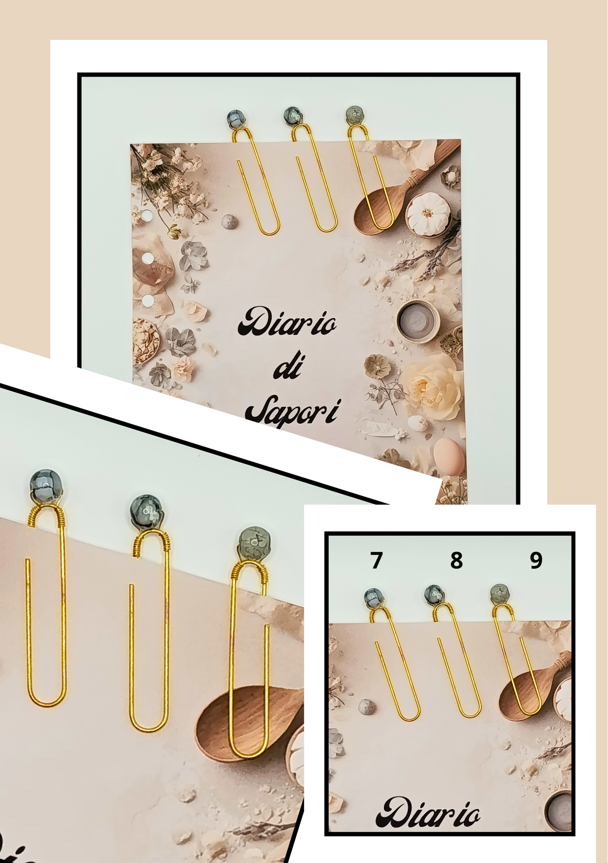 Graffette Dorate con Perla – Fermafogli Eleganti Decorativi Cancelleria