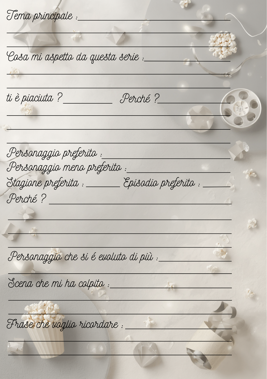 Pagine Extra Film e Serie TV Personalizzate Artigianali – Modello 2
