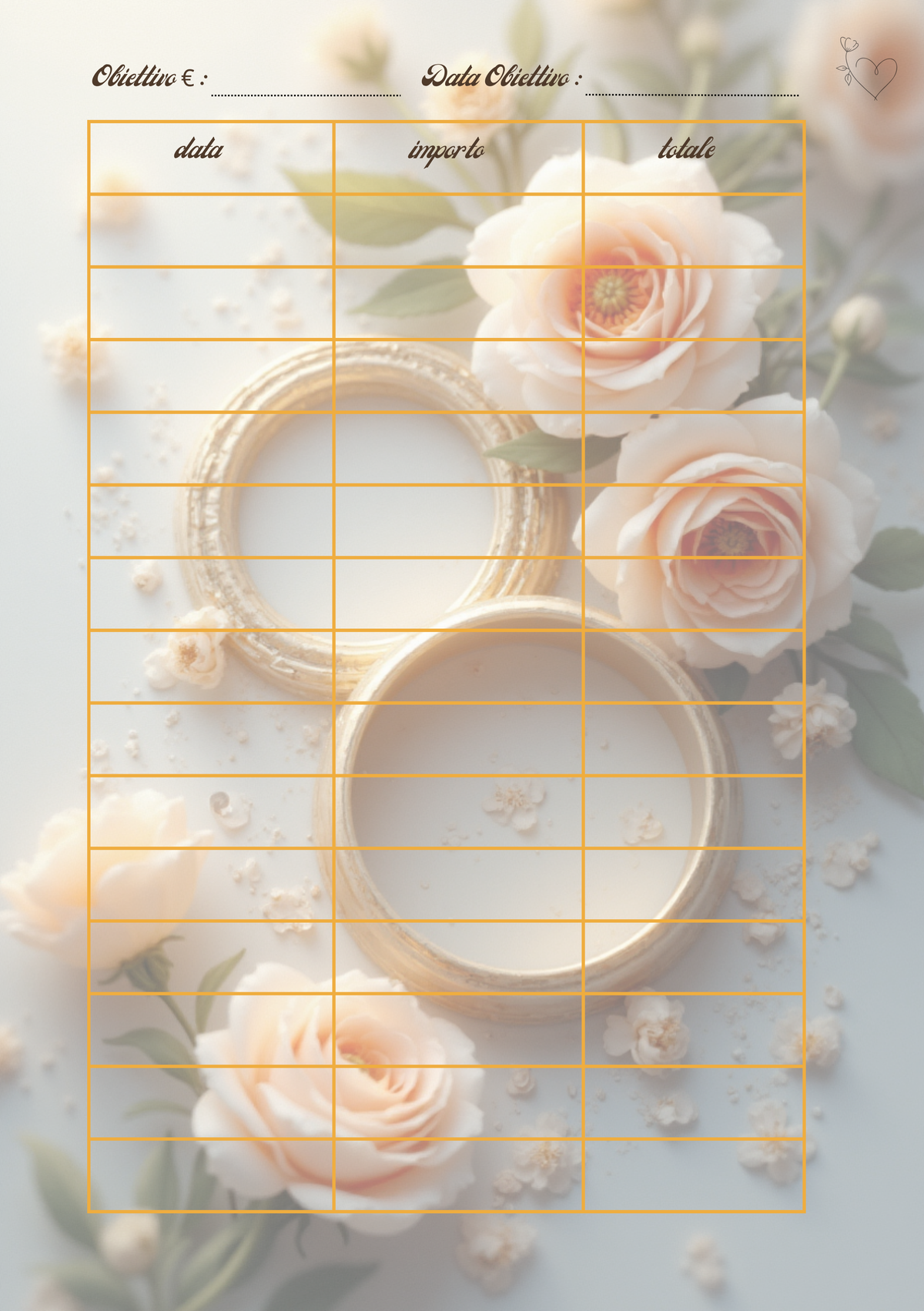 Pagina Extra Planner Matrimonio Personalizzato Artigianale – Modello 1