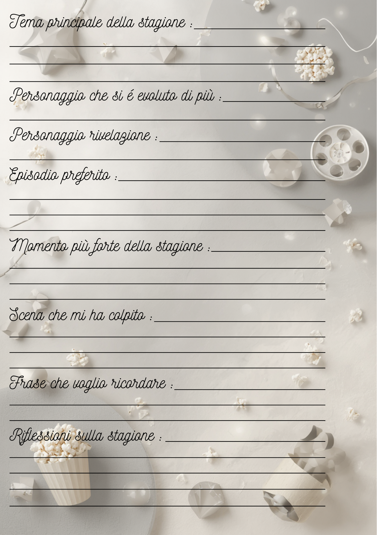 Pagine Extra Film e Serie TV Personalizzate Artigianali – Modello 2