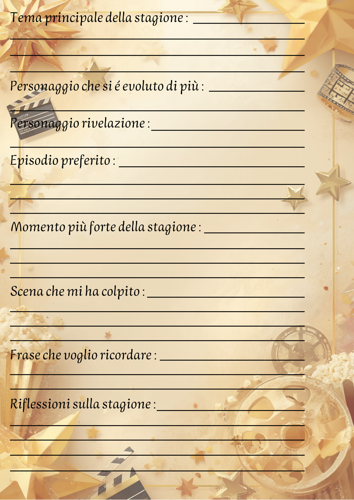 Diario Film e Serie TV Personalizzato Artigianale – Modello 3