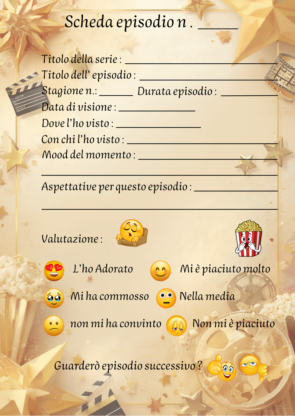 Diario Film e Serie TV Personalizzato Artigianale – Modello 3