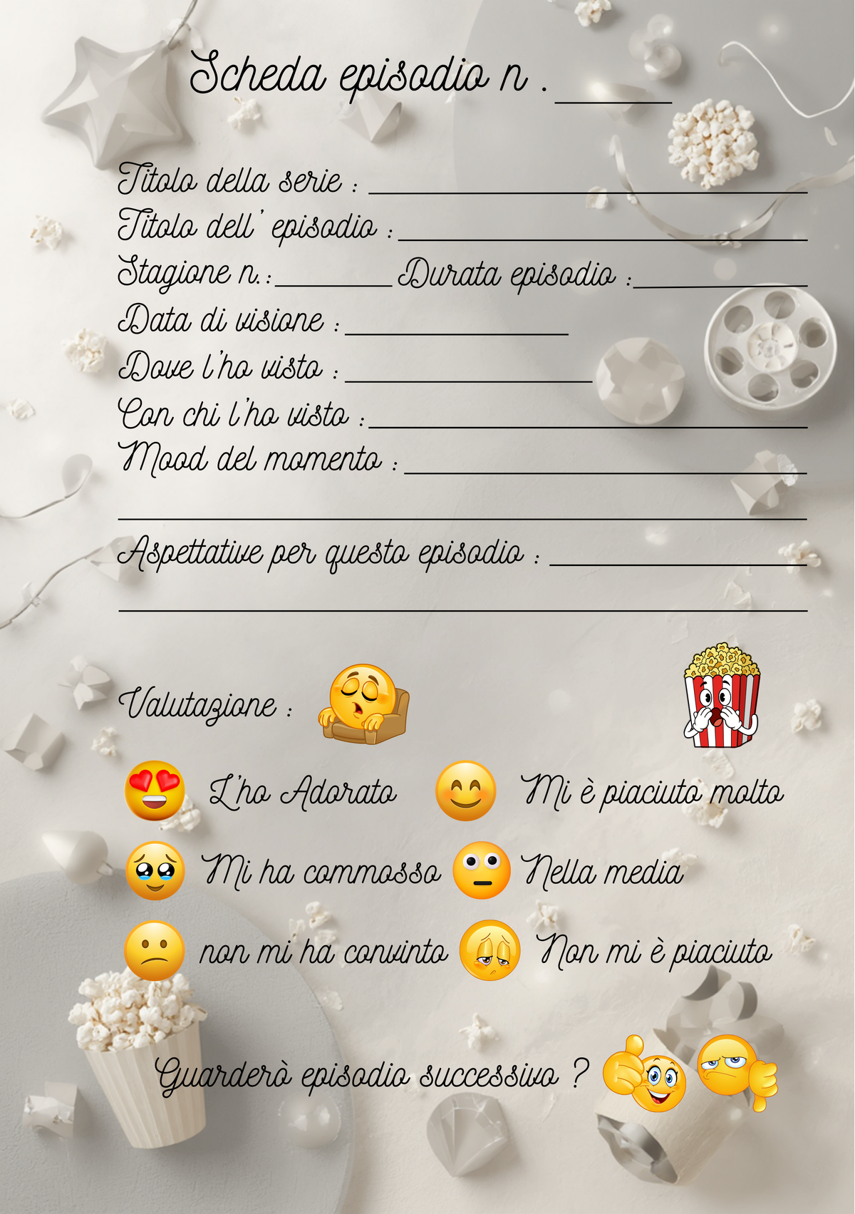 Diario Film e Serie TV Personalizzato Artigianale – Modello 2