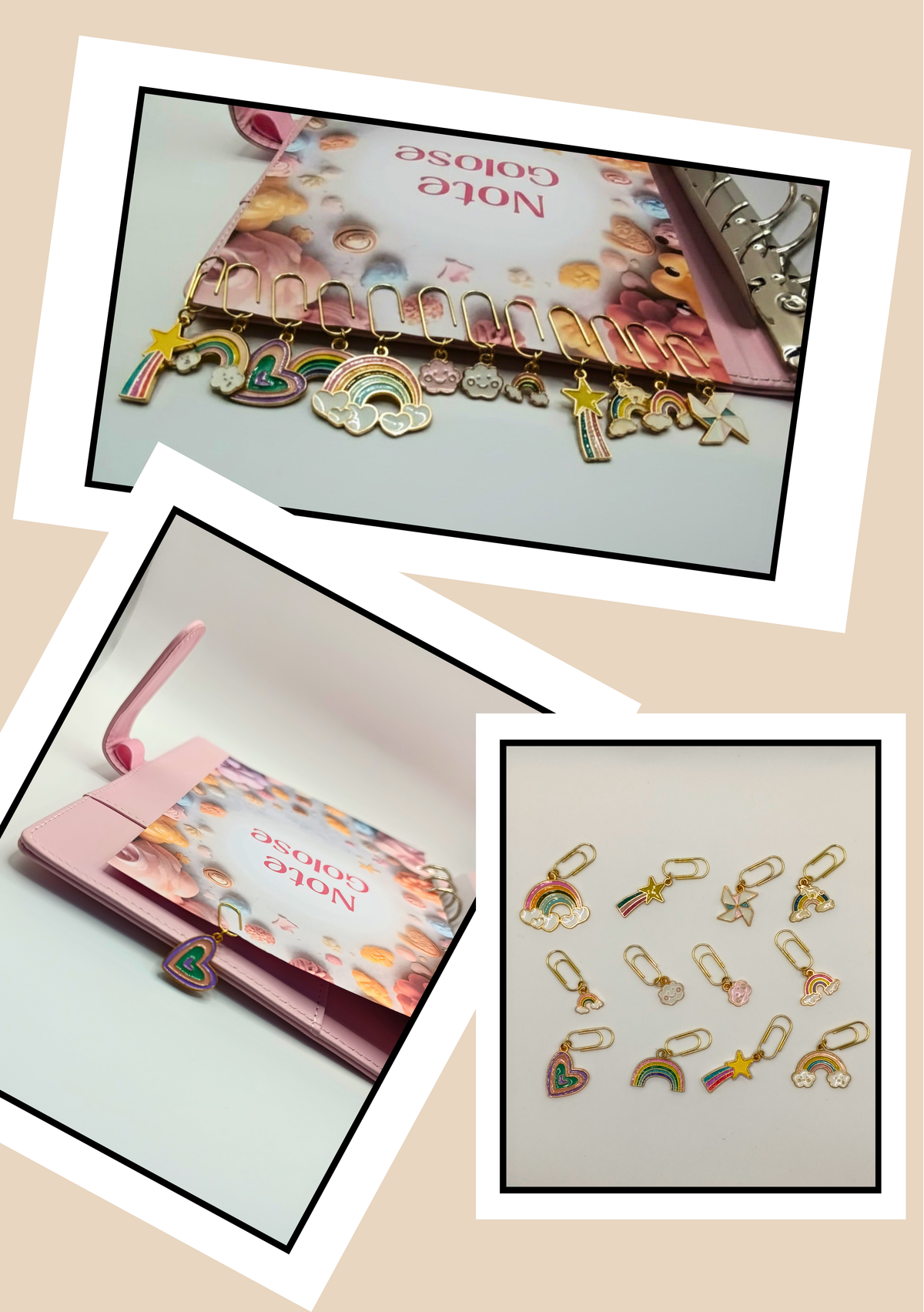 Graffette in oro con pendente arcobaleno - tutti i 12 modelli