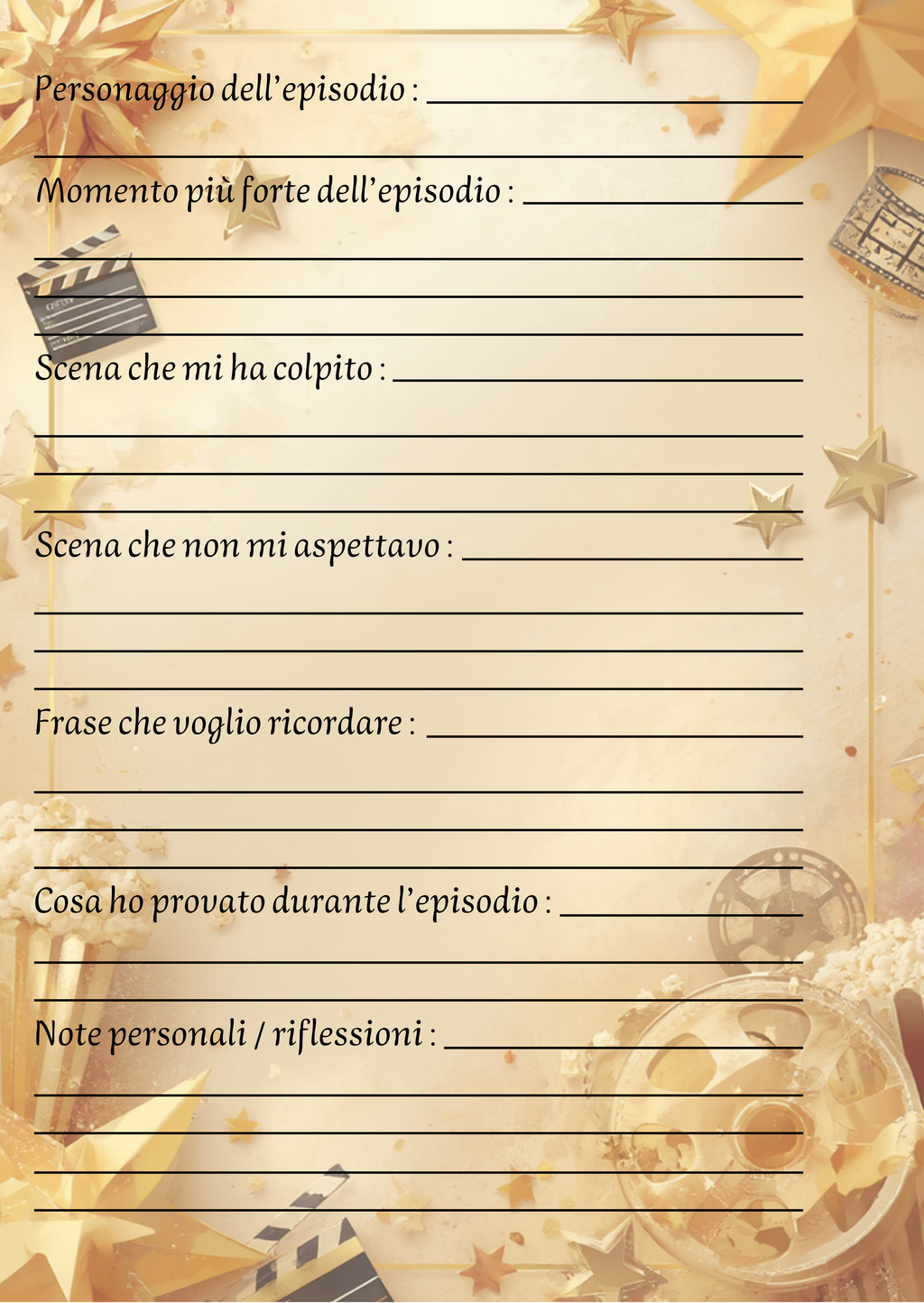 Pagine Extra Film e Serie TV Personalizzate Artigianali – Modello 3