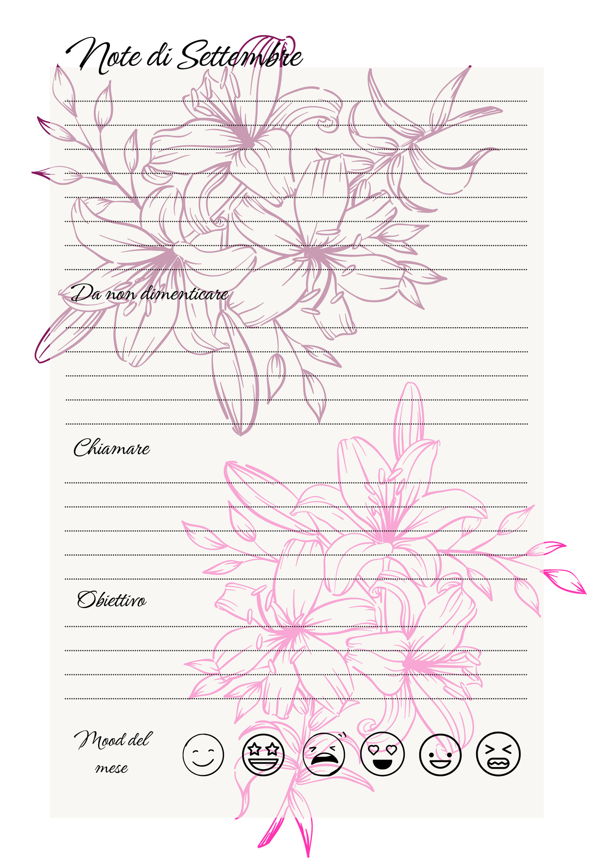 Agenda Mensile Personalizzata Artigianale Floreale