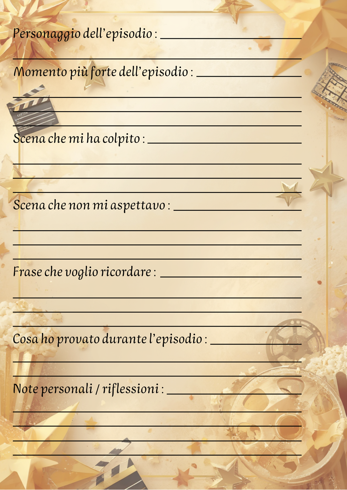 Diario Film e Serie TV Personalizzato Artigianale – Modello 3