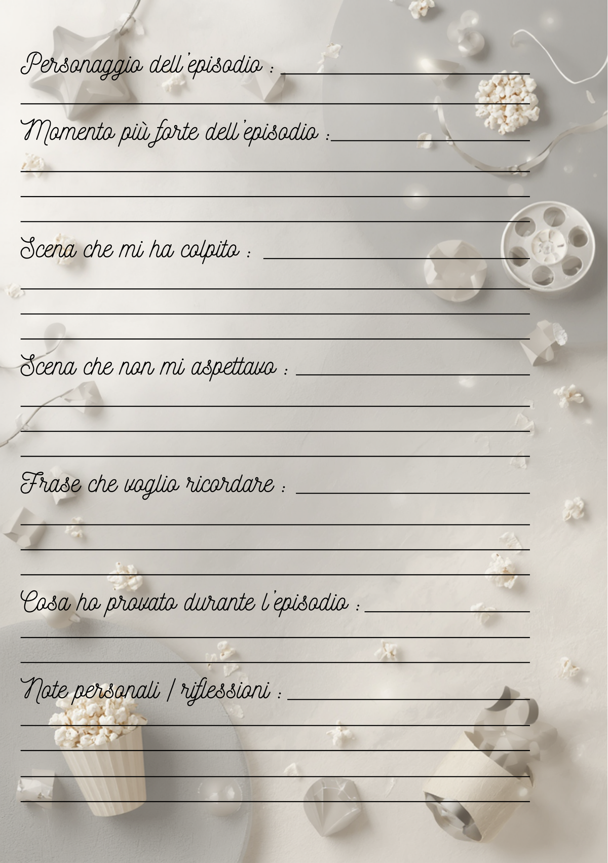 Diario Film e Serie TV Personalizzato Artigianale – Modello 2
