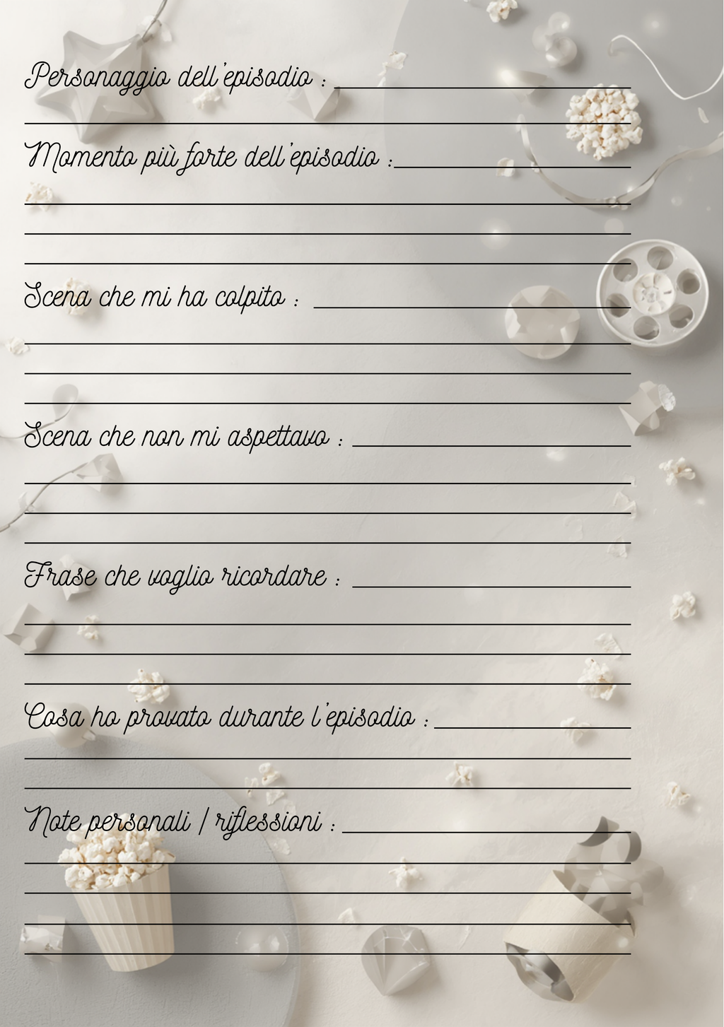 Pagine Extra Film e Serie TV Personalizzate Artigianali – Modello 2