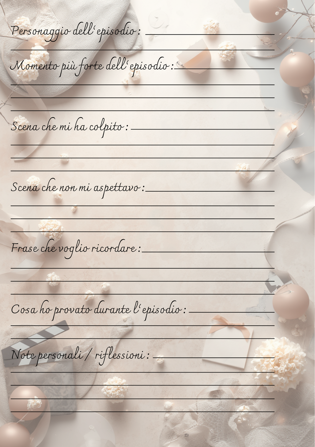 Pagine Extra Film e Serie TV Personalizzate Artigianali – Modello 1
