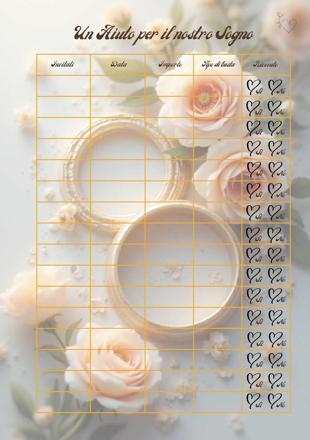 Pagina Extra Planner Matrimonio Personalizzato Artigianale – Modello 1