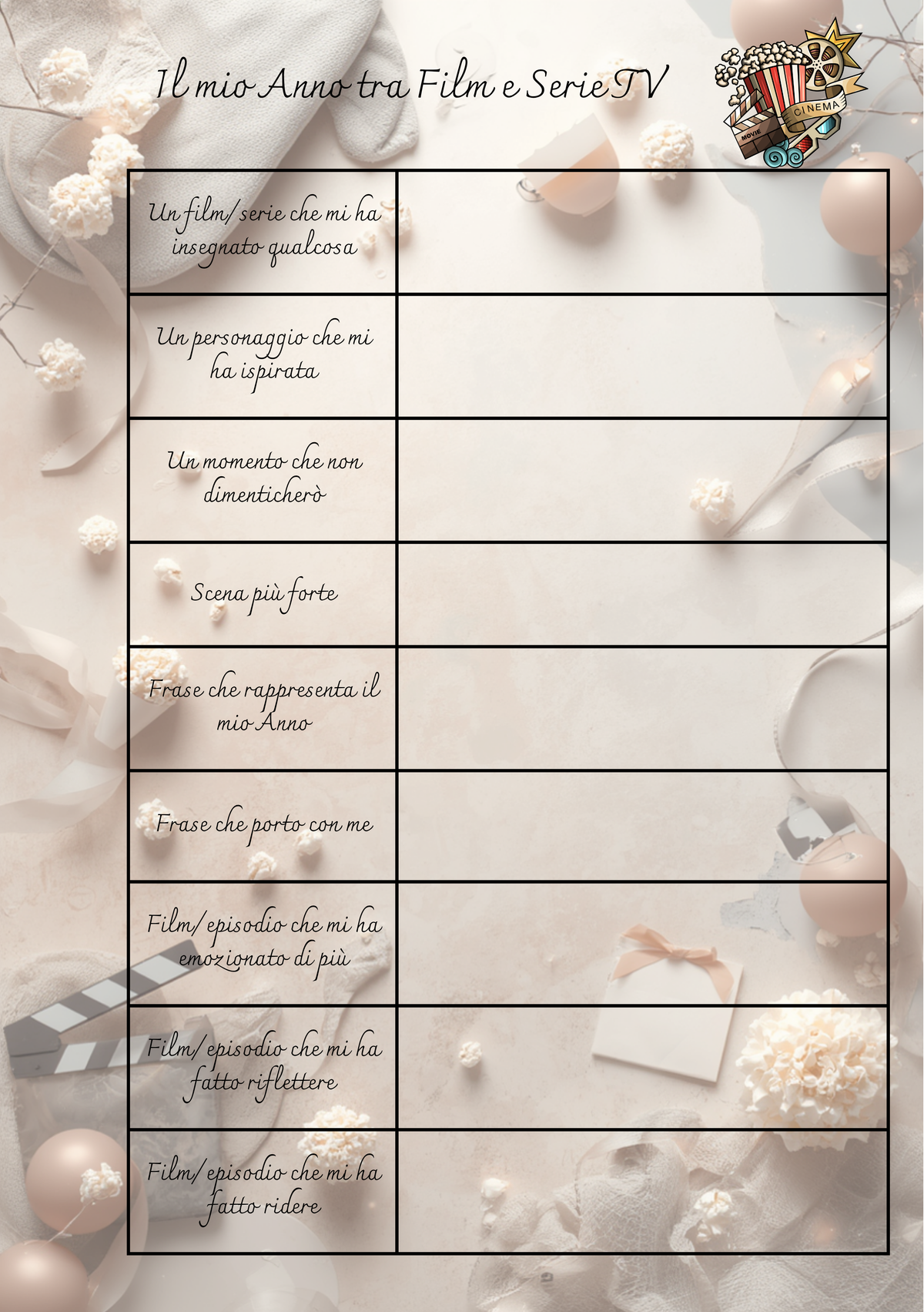Pagine Extra Film e Serie TV Personalizzate Artigianali – Modello 1