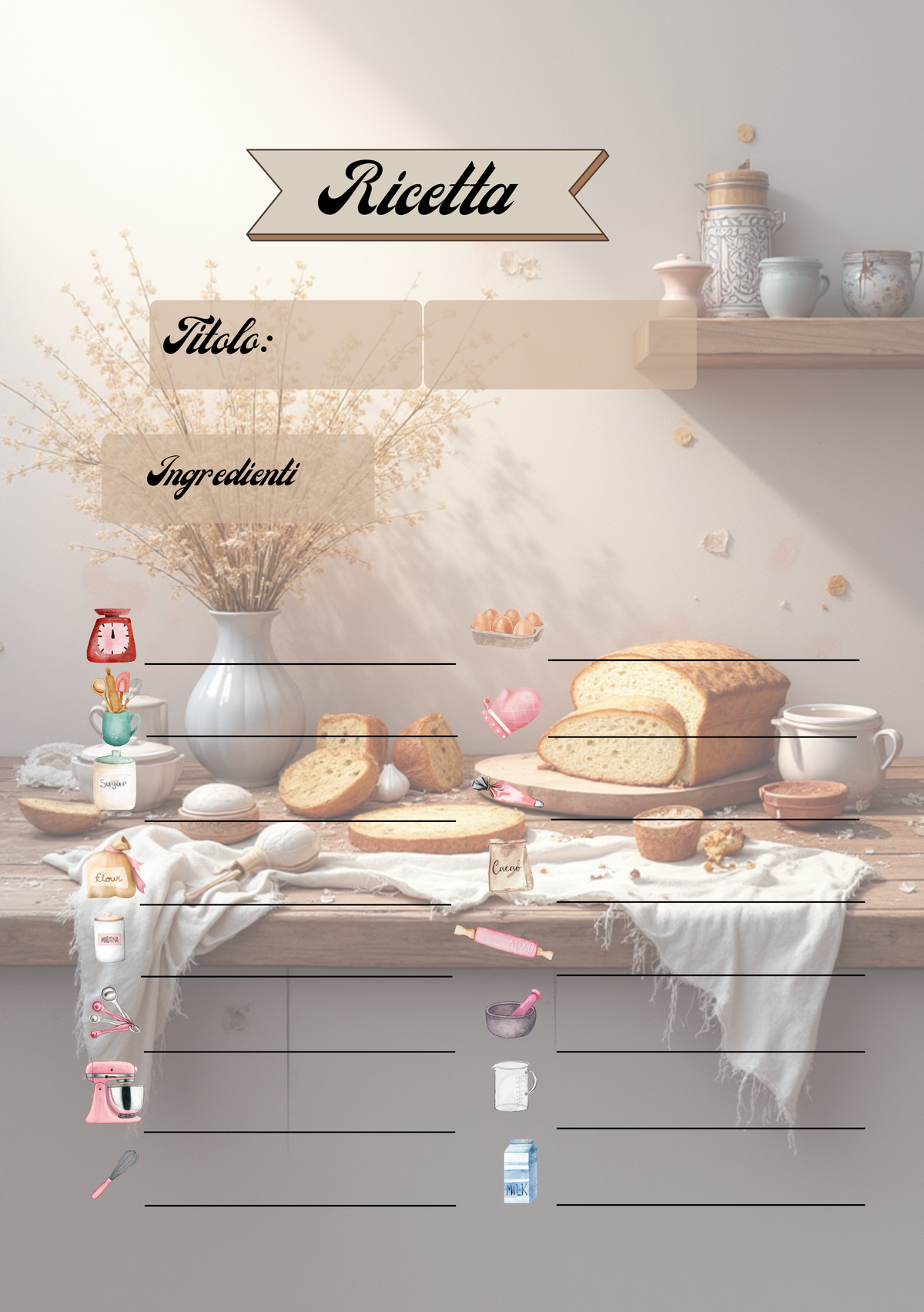 Pagine Extra Diario di Sapori Personalizzato Artigianale – Modello 2