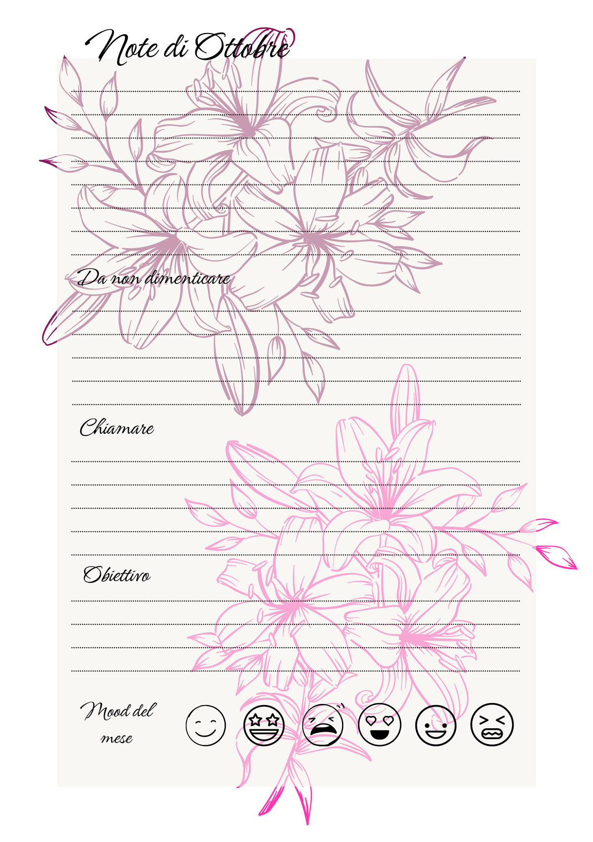 Agenda Mensile Personalizzata Artigianale Floreale