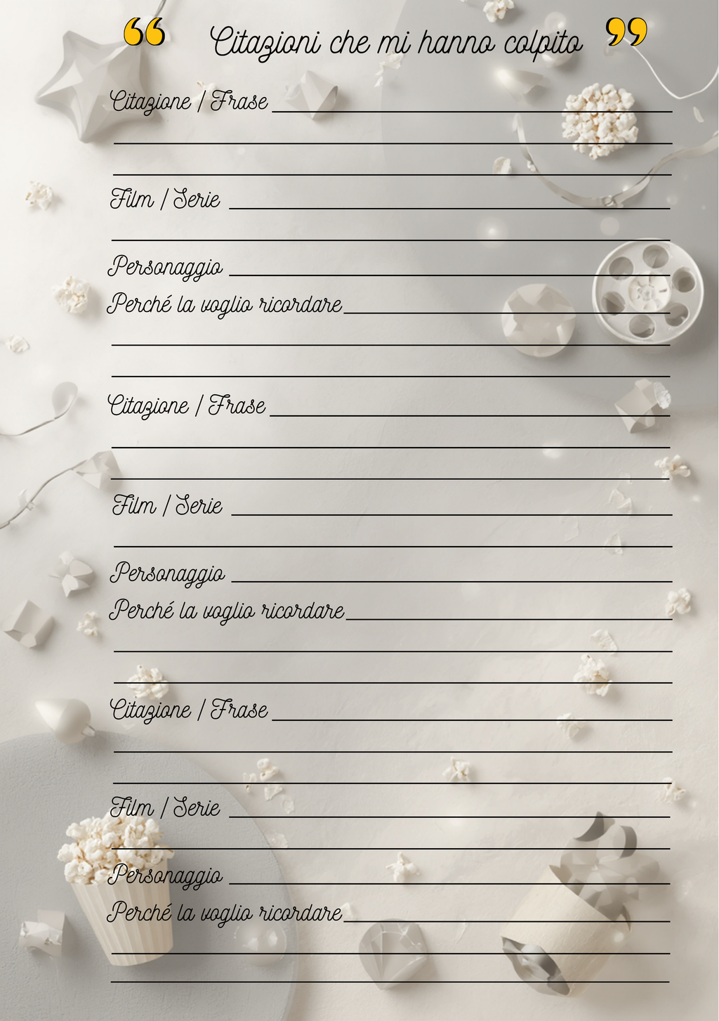 Pagine Extra Film e Serie TV Personalizzate Artigianali – Modello 2