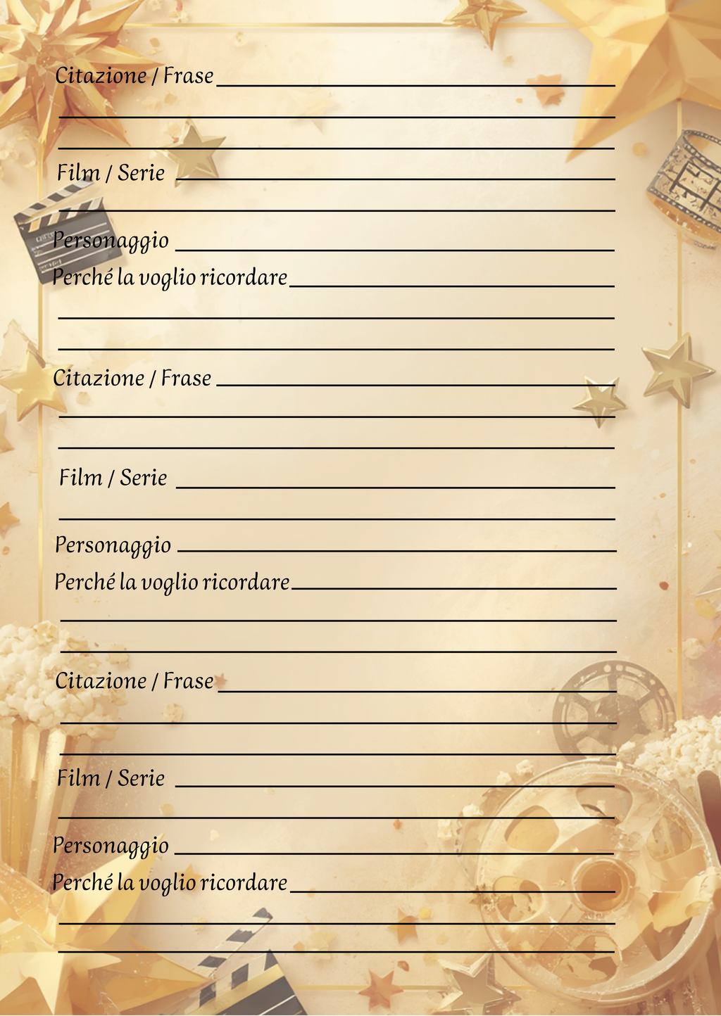 Pagine Extra Film e Serie TV Personalizzate Artigianali – Modello 3