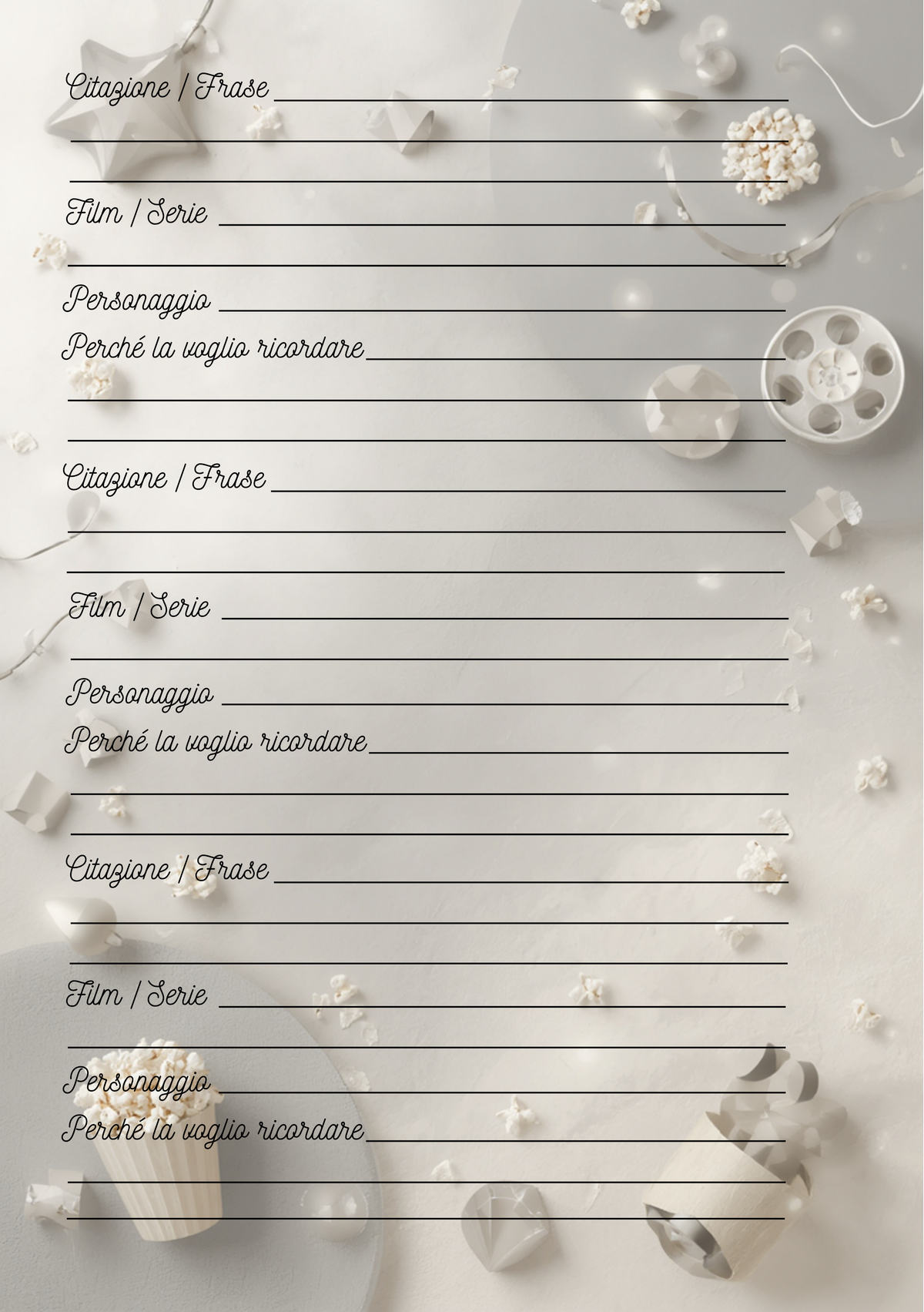 Pagine Extra Film e Serie TV Personalizzate Artigianali – Modello 2