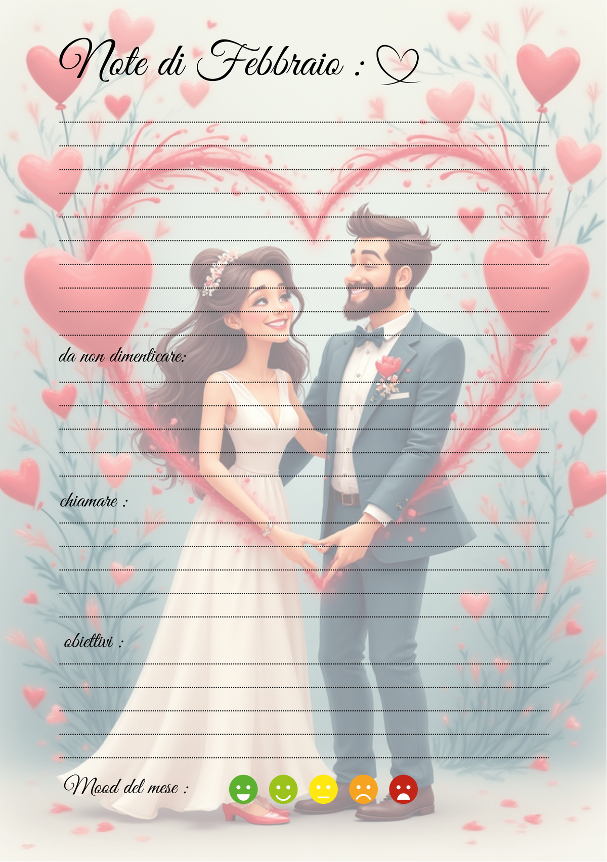 Agenda Mensile Matrimonio Personalizzata Artigianale – Modello 3