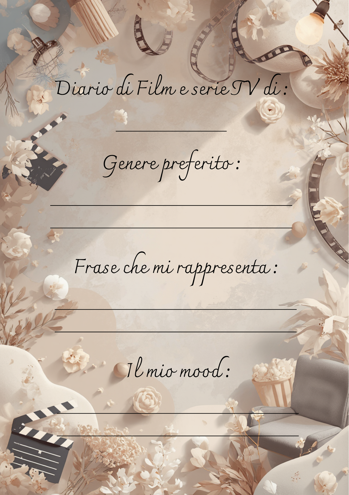 Diario Film e Serie TV Personalizzato Artigianale – Modello 1