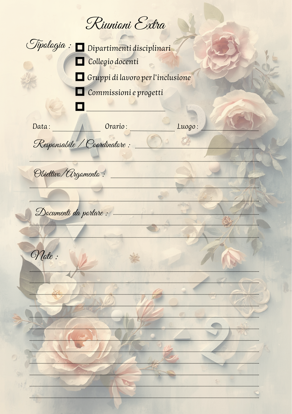 Pagina Extra Planner Insegnante Personalizzato Artigianale – Modello 2