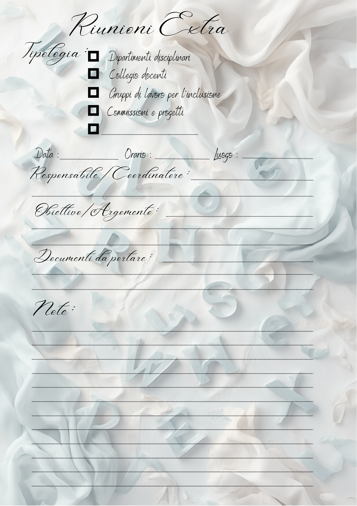 Pagina Extra Planner Insegnante Personalizzato Artigianale – Modello 1