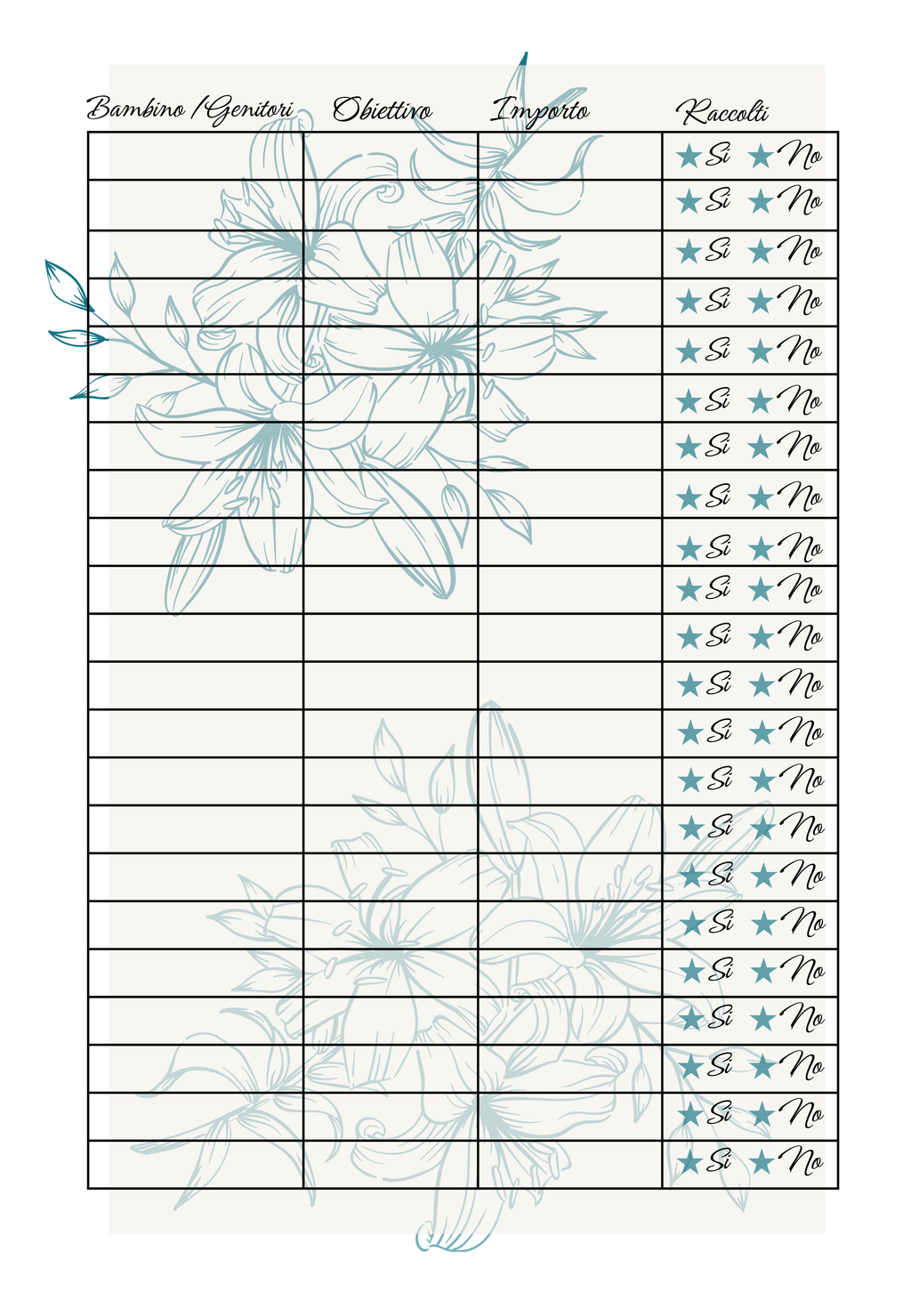 Pagina Extra Agenda Personalizzata Artigianale Floreale