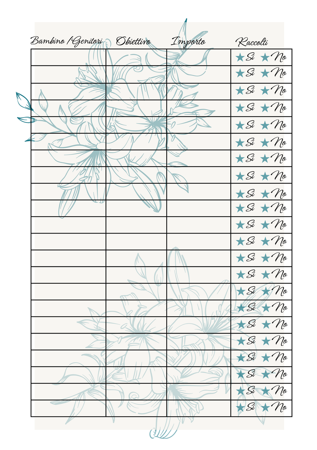 Pagina Extra Agenda Personalizzata Artigianale Floreale