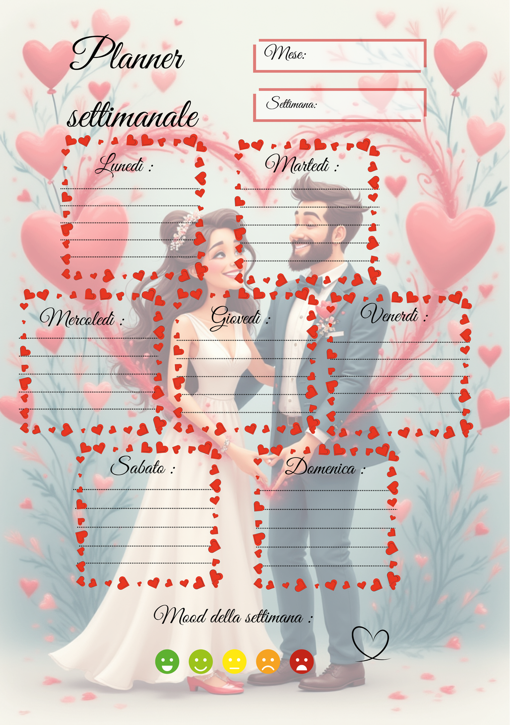 Planner Matrimonio Personalizzato Artigianale – Settimanale – Modello 3