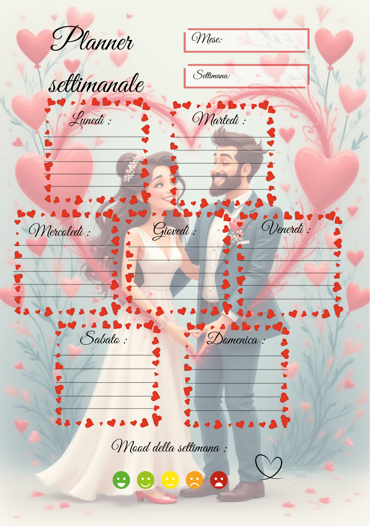 Planner Matrimonio Personalizzato Artigianale – Settimanale – Modello 3