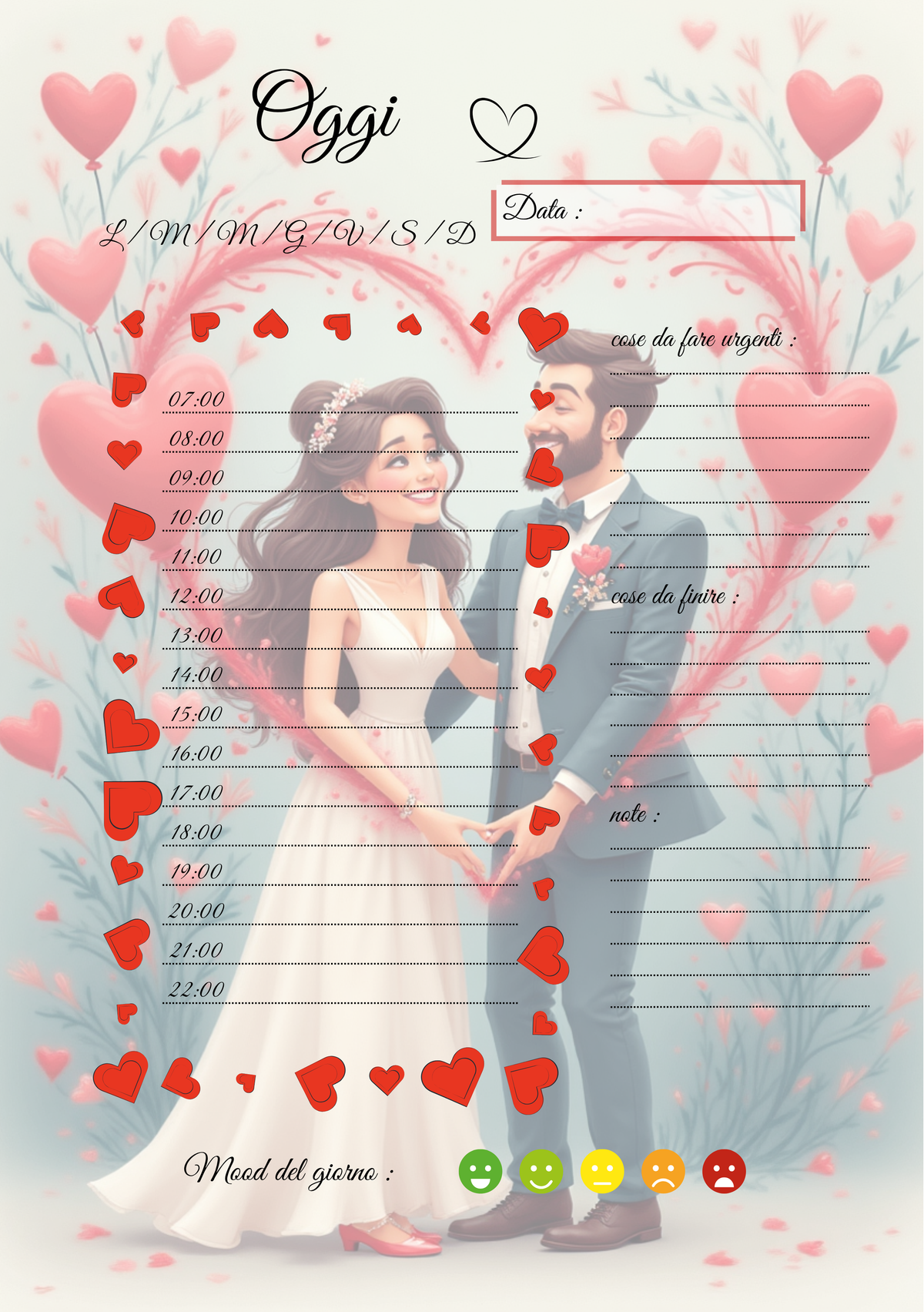 Planner Matrimonio Personalizzato Artigianale – Giornaliero – Modello 3