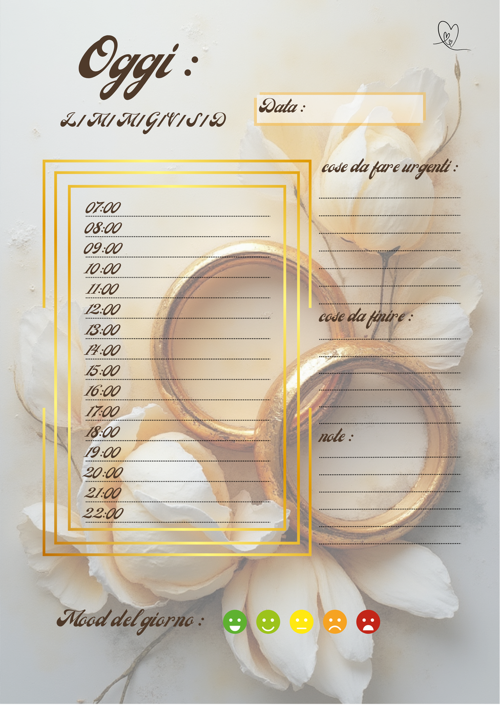 Planner Matrimonio Personalizzato Artigianale – Giornaliero – Modello 2