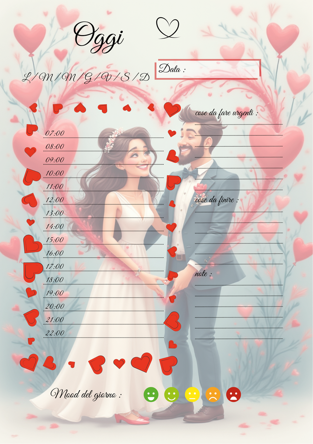 Planner Matrimonio Personalizzato Artigianale – Giornaliero – Modello 3