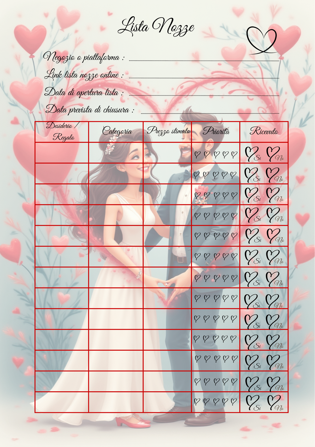 Pagina Extra Planner Matrimonio Personalizzato Artigianale – Modello 3