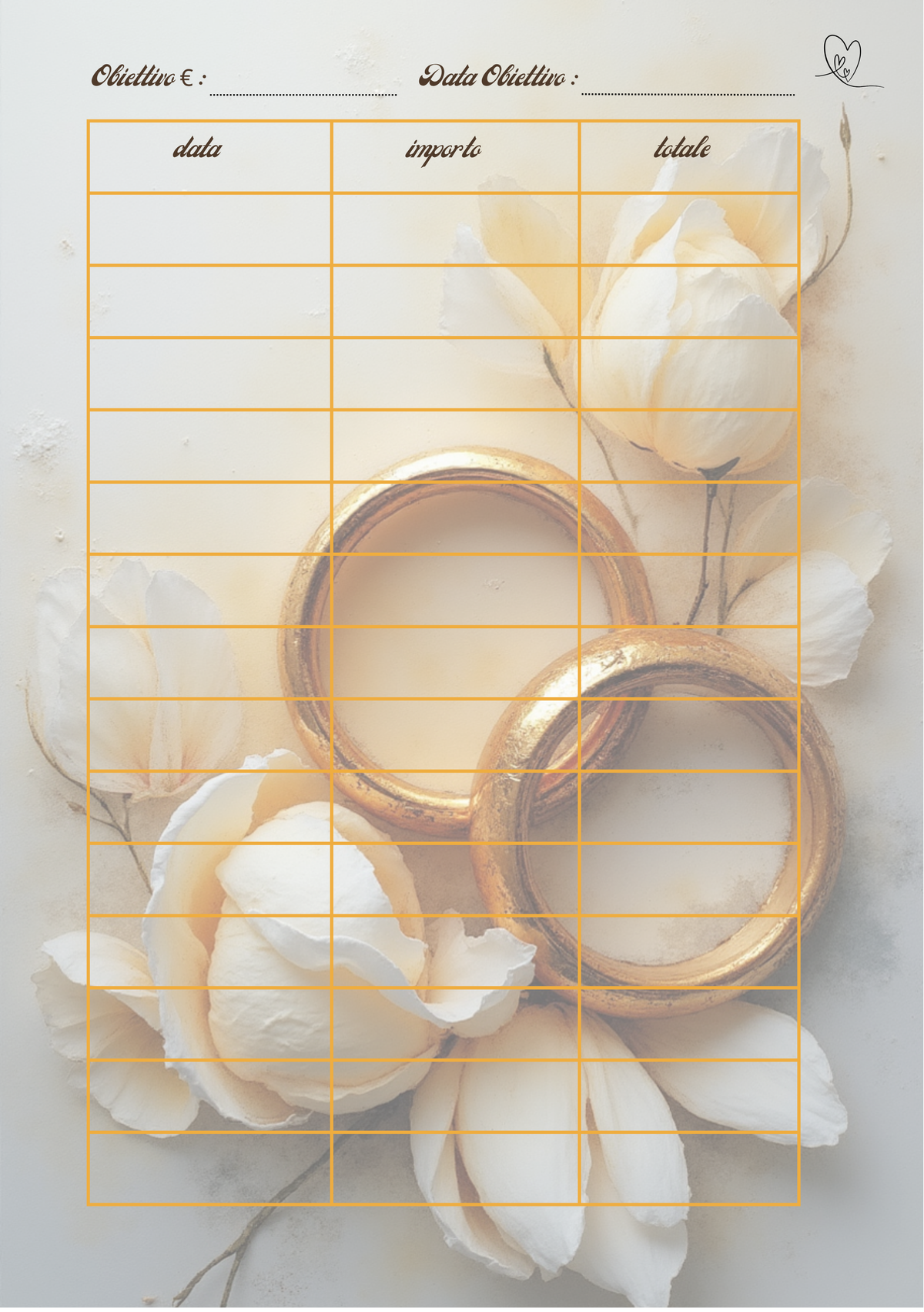 Pagina Extra Planner Matrimonio Personalizzato Artigianale – Modello 2