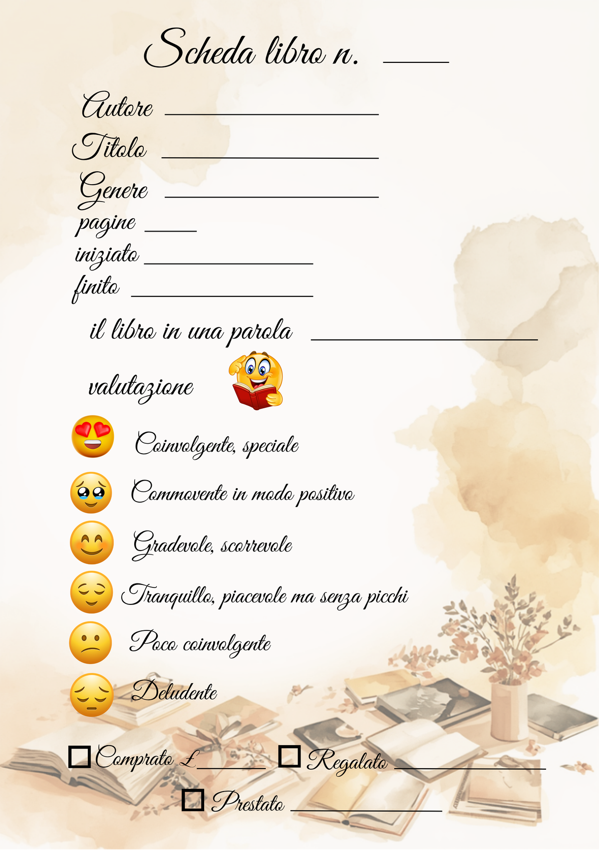 Pagine Extra Diario Lettura Personalizzato Artigianale – Modello 2