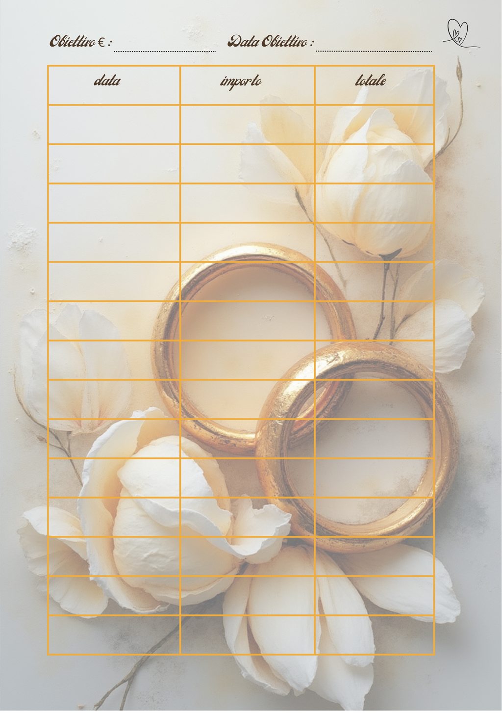 Pagina Extra Planner Matrimonio Personalizzato Artigianale – Modello 2
