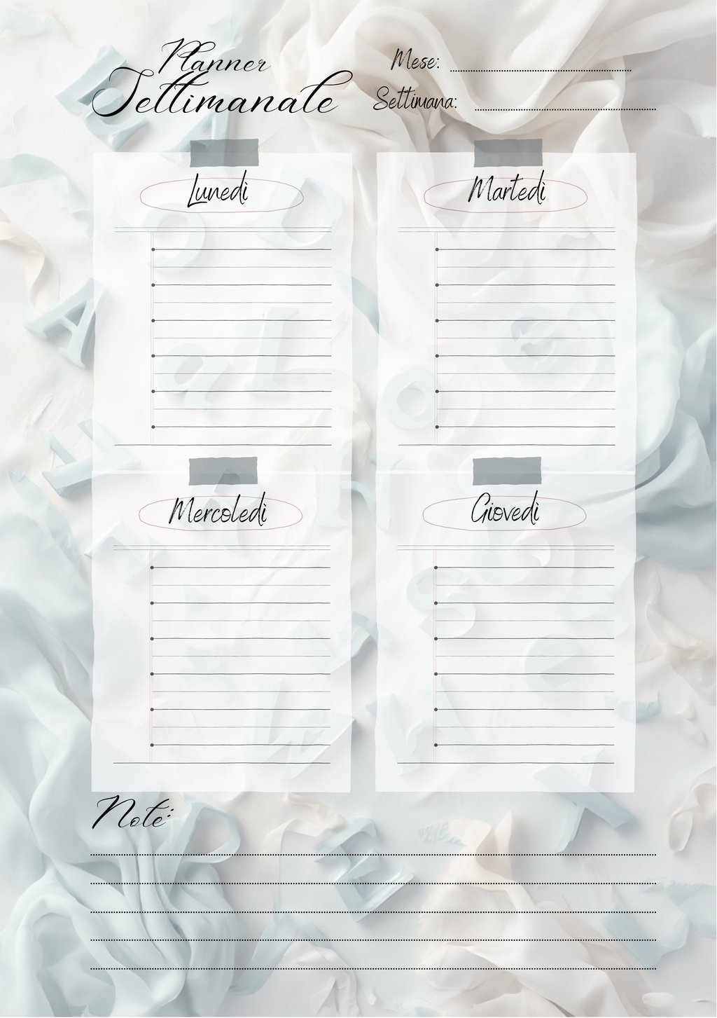 Planner Settimanale Insegnanti Modello 1 - fronte