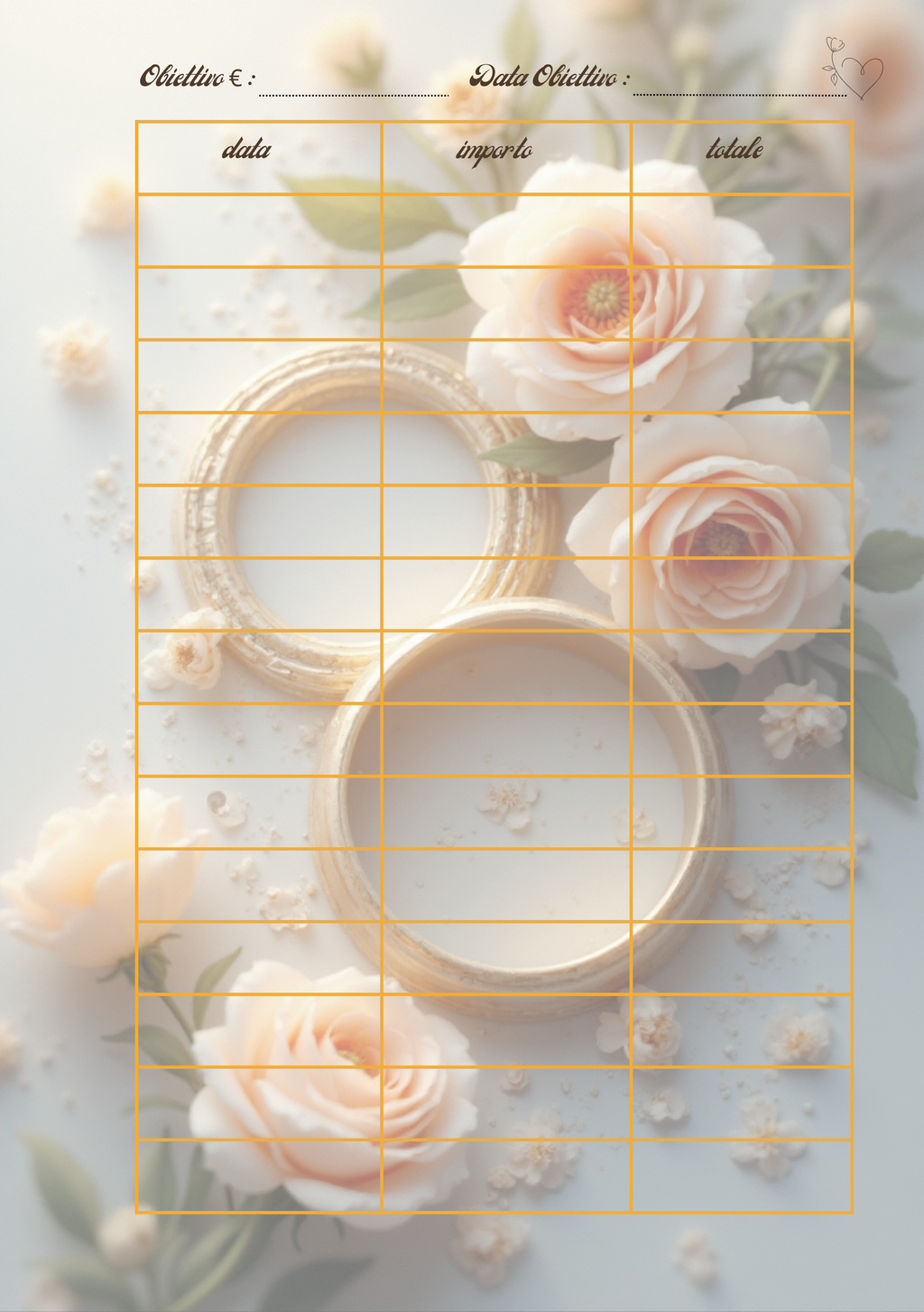 Pagina Extra Planner Matrimonio Personalizzato Artigianale – Modello 1