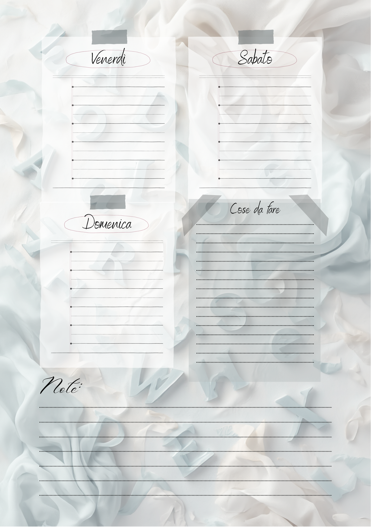 Planner Settimanale Insegnanti Modello 1 - retro